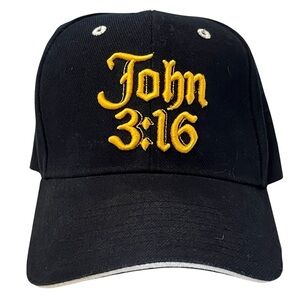 Black and Gold Embroidered John 3:16 Cap